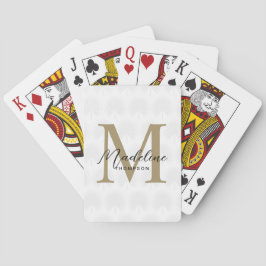 Minimalistisch witgoud anahaw blad script monogram pokerkaarten