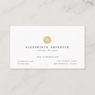Minimalistisch witgouden monogram Visitekaartje