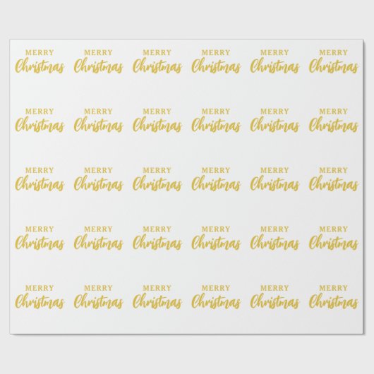 Minimalistisch witgouden script Vrolijk kerstfeest Cadeaupapier (Vlak)