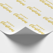 Minimalistisch witgouden script Vrolijk kerstfeest Cadeaupapier (Hoek)