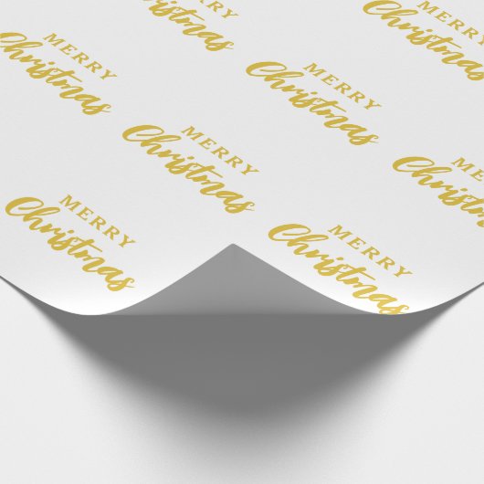 Minimalistisch witgouden script Vrolijk kerstfeest Cadeaupapier (Hoek)