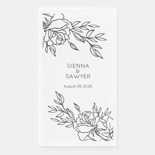 Minimalistisch withuwelijk Long 3 Ply Dinner Napki Servet (Voorkant)