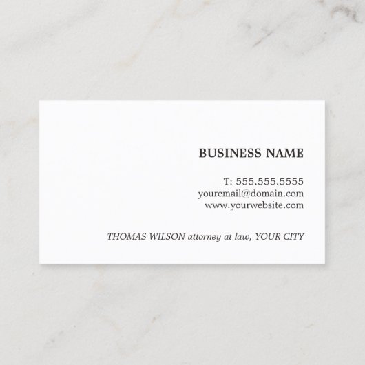 Minimalistisch witkoper line-advocaat visitekaartje (Achterkant)