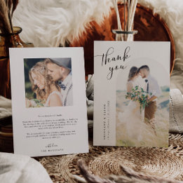 Minimalistisch witlaarshuwelijk bedankkaart