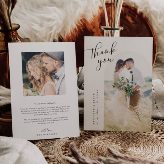 Minimalistisch witlaarshuwelijk bedankkaart