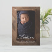 Minimalistisch witte kalligrafie 6 Foto's geboorte Aankondiging (Staand voorkant)