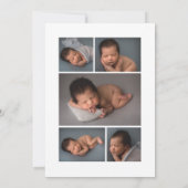 Minimalistisch witte kalligrafie 6 Foto's geboorte Aankondiging (Achterkant)