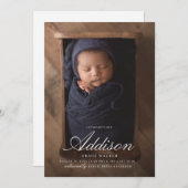 Minimalistisch witte kalligrafie 6 Foto's geboorte Aankondiging (Voorkant / Achterkant)