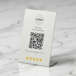 Minimalistisch Witte Moderne QR Feedback Design Reclamebord Met Voetstuk