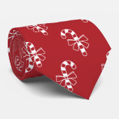 Minimalistisch witte snoepkanaalpatroon op rood stropdas (Opgerold)
