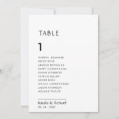 Minimalistisch witte tabel nummer 1 Zitkaarten Kaart (Voorkant)