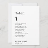 Minimalistisch witte tabel nummer 1 Zitkaarten Kaart (Achterkant)