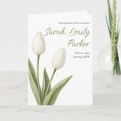 Minimalistisch Witte Tulpen Uitvaartprogramma 4-pa Kaart (Voorkant)