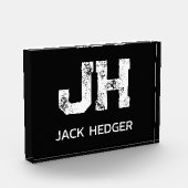 MINIMALISTISCH WITTE TWEELITTER MONOGRAMMENAAM ZWA FOTOBLOKKEN (Links)