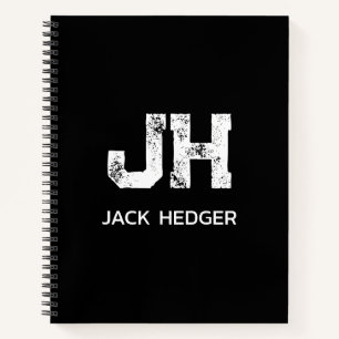 MINIMALISTISCH WITTE TWEELITTER MONOGRAMMENAAM ZWA NOTITIEBOEK