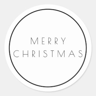 Minimalistisch witte zwarte kerst Typografie Ronde Sticker