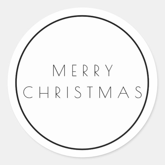 Minimalistisch witte zwarte kerst Typografie Ronde Sticker (Voorkant)