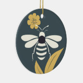 Minimalistisch Woodblock Style Bee Ornament (Rechts)