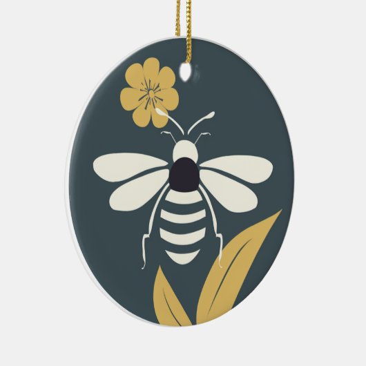 Minimalistisch Woodblock Style Bee Ornament (Rechts)
