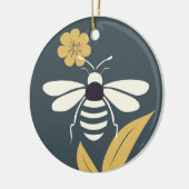 Minimalistisch Woodblock Style Bee Ornament (Links)