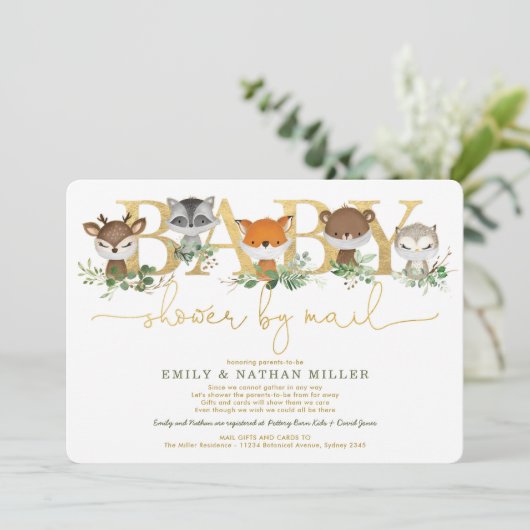 Minimalistisch Woodland Greenery Baby shower per p Kaart (Staand voorkant)