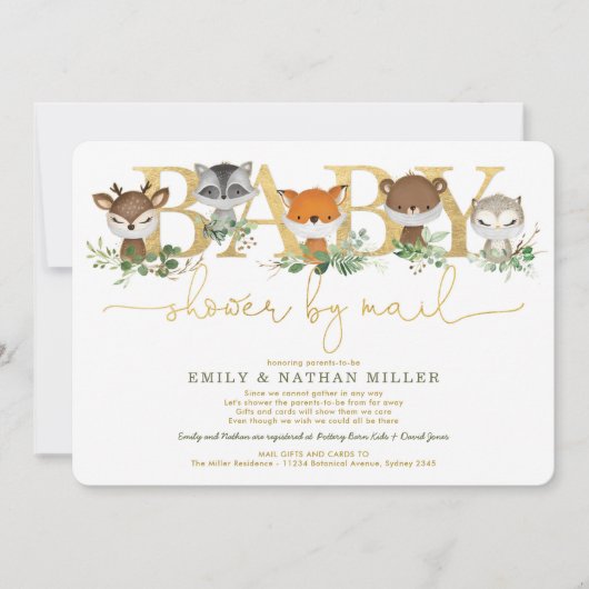 Minimalistisch Woodland Greenery Baby shower per p Kaart (Voorkant)