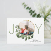 Minimalistisch Wreath | Joy | Kerstfoto Kaart (Staand voorkant)