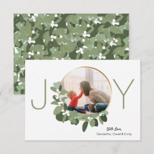 Minimalistisch Wreath   Joy   Kerstfoto Kaart