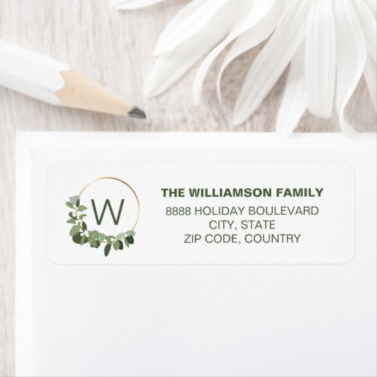 Minimalistisch Wreath | Monogram | Kerstmis Etiket (Insitu)