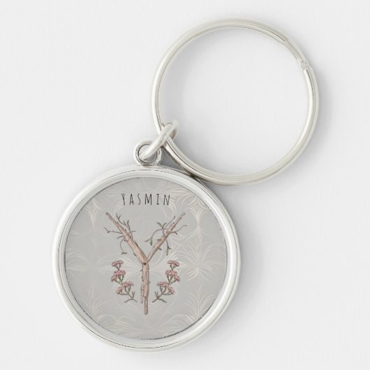 Minimalistisch Yarrow Flower Monogram 'Y' Sleutelhanger (Voorkant)