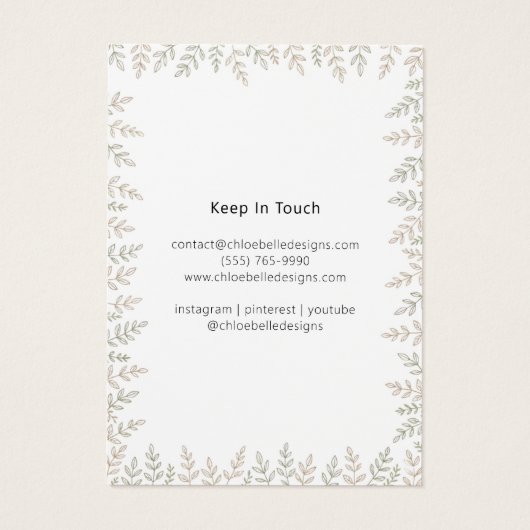 Minimalistisch zacht gebladerte kaars artwork visitekaartje (Achterkant)