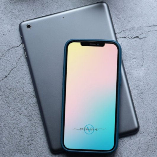 Minimalistisch Zacht Gradiënt Modern Monogram Case-Mate iPhone Case