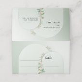 Minimalistisch zacht groen boho boog blush floral plaatskaartje (Buitenkant ongevouwen)
