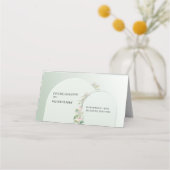 Minimalistisch zacht groen boho boog blush floral plaatskaartje (Achterkant)