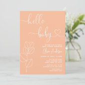 Minimalistisch zacht perzik eucalyptus Baby shower Kaart (Staand voorkant)