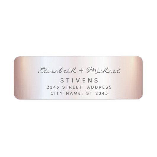 Minimalistisch zacht roze foliescript bruiloft etiket (Voorkant)