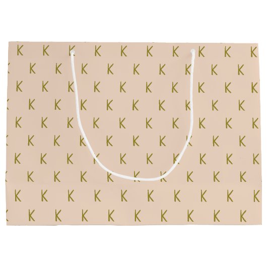 Minimalistisch zacht roze monogram groot cadeauzakje (Achterkant)