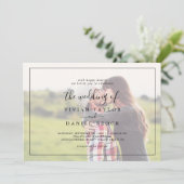 minimalistisch | Zachte horizontale fotobruiloft Kaart (Staand voorkant)