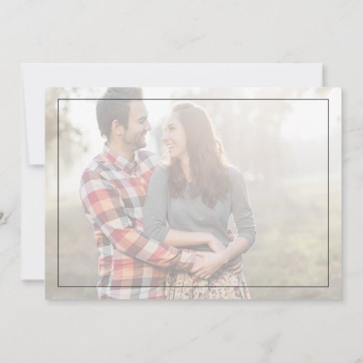 minimalistisch | Zachte horizontale fotobruiloft Kaart (Achterkant)