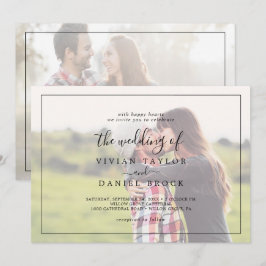minimalistisch | Zachte horizontale fotobruiloft Kaart