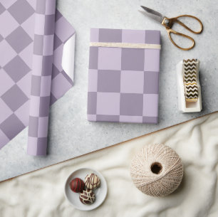Minimalistisch Zachte Lavendel Schachbrett Patroon Cadeaupapier