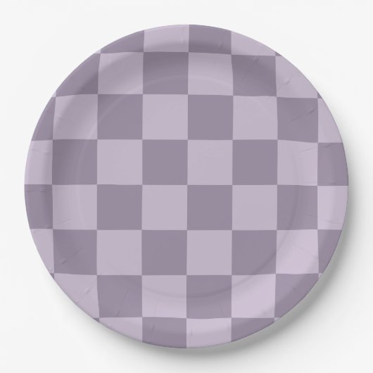 Minimalistisch Zachte Lavendel Schachbrett Patroon Papieren Bordje (Voorkant)