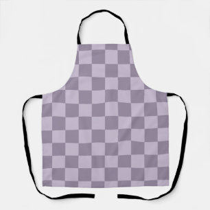 Minimalistisch Zachte Lavendel Schachbrett Patroon Schort