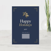 Minimalistisch zakelijk bedrijfslogo Navy Goud Den Feestdagen Kaart (Voorkant)