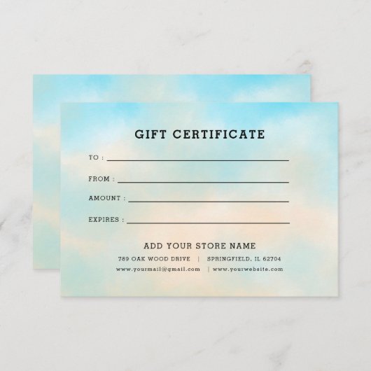 Minimalistisch zakelijk cadeaubon met Logo (Voorkant / Achterkant)