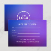 Minimalistisch zakelijk cadeaubon met Logo (Voorkant / Achterkant)