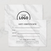 Minimalistisch zakelijk cadeaubon met Logo (Voorkant / Achterkant)