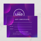 Minimalistisch zakelijk cadeaubon met Logo (Voorkant / Achterkant)