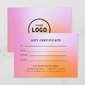 Minimalistisch zakelijk cadeaubon met Logo (Voorkant / Achterkant)