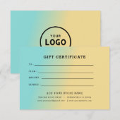 Minimalistisch zakelijk cadeaubon met Logo (Voorkant / Achterkant)